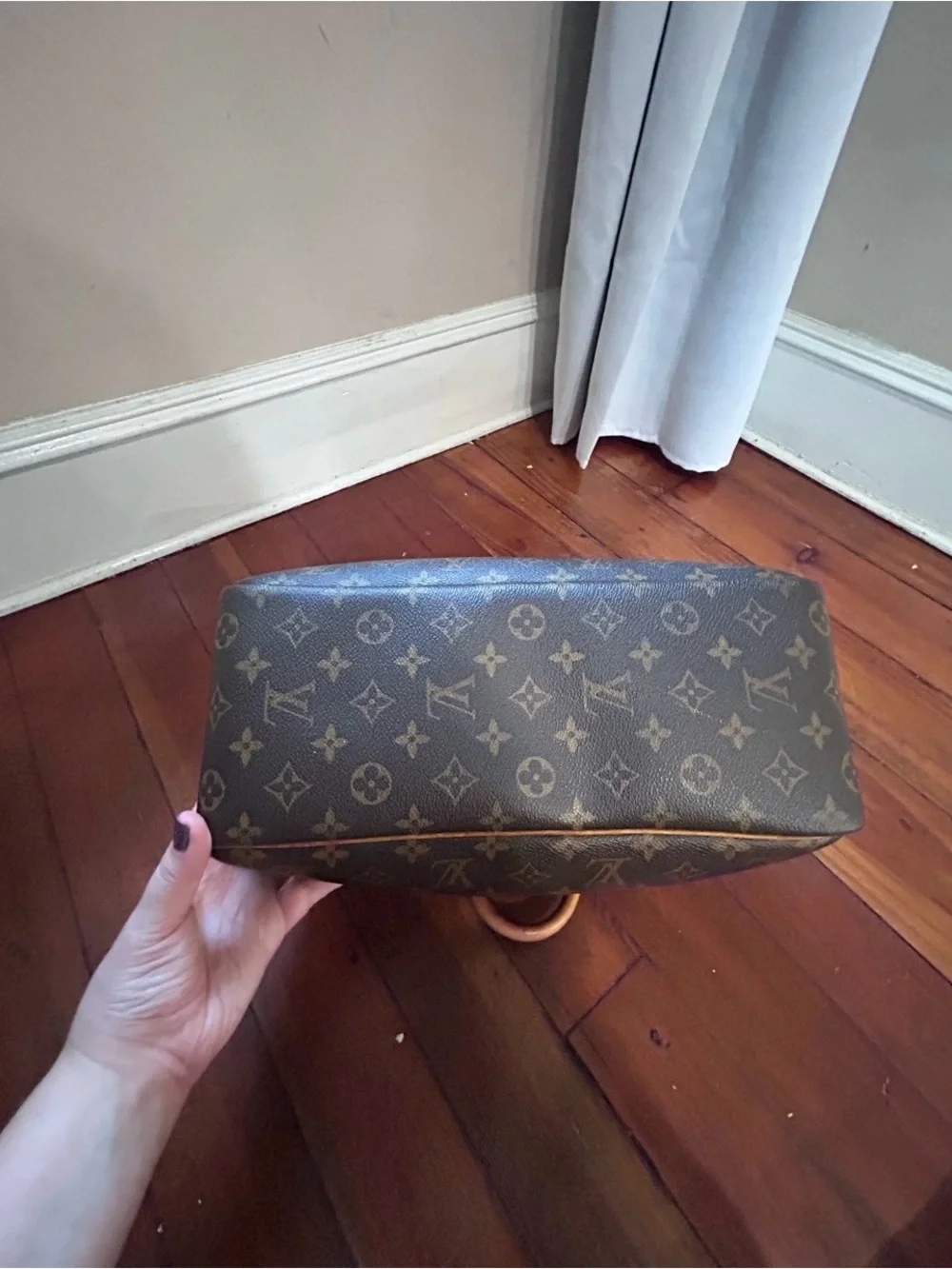Louis Vuitton Brown Monogram Satchel with Natural Leather Handles Deauville